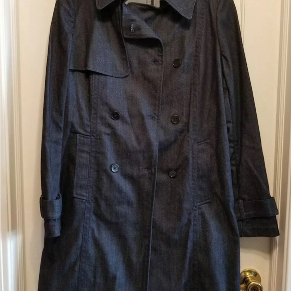 Refined Denim Trench Dark Denim Cotton Unlined - Picture 6 of 8